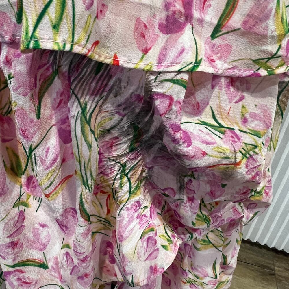 ASTR THE LABEL Women's Midsummer Floral Tiered Maxi Dress Size L In Pink Multi - Picture 7 of 13